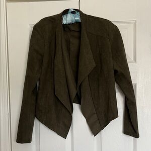 Blank NYC Dark Olive Faux Suede Waterfall Jacket